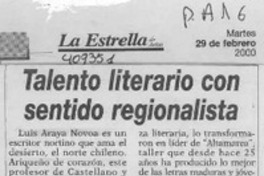 Talento literario con sentido regionalista  [artículo]