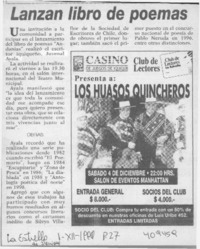 Lanzan libro de poemas  [artículo]