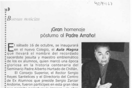 Gran homenaje póstumo al Padre Arraño!  [artículo]
