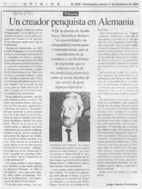 Un creador penquista en Alemania  [artículo] Sergio Ramón Fuentealba