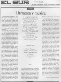 Literatura y música  [artículo] Sergio Ramón Fuentealba