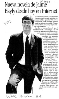 Nueva novela de Jaime Bayly desde hoy en Internet