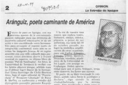 Aránguiz, poeta caminante de América  [artículo] Alberto Carrizo