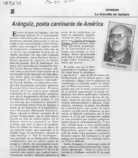Aránguiz, poeta caminante de América  [artículo] Alberto Carrizo