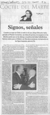 Signos, señales  [artículo] Gonzalo Contreras