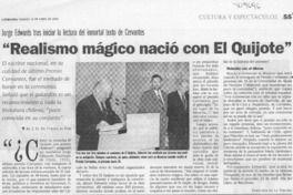 "Realismo mágico nació con El Quijote"  [artículo] M. J. De Tuesta