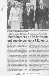 Puros bacanes de las letras en entrega de premio a J. Edwards  [artículo]