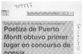 Poetisa de Puerto Montt obtuvo primer lugar en concurso de poesía  [artículo]