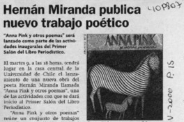 Hernán Miranda publica nuevo trabajo poético  [artículo]