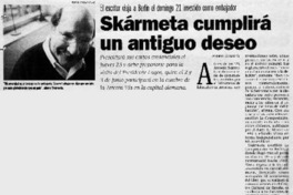Skármeta cumplirá un antiguo deseo