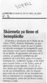 Skármeta ya tiene el beneplácito  [artículo]