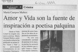 Amor y vida son la fuente de inpiración a poetisa palquina