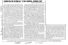 Calderón de la Barca, "y los sueños, sueños son"