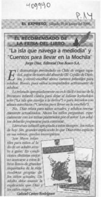 "La isla que navega a mediodía" y "Cuentos para llevar en la mochila"  [artículo] Gabriel Castro Rodríguez