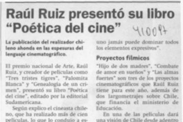 Raúl Ruiz presentó su libro "Poética del cine"  [artículo]