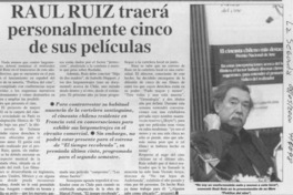 Raúl Ruiz traerá personalmente cinco de sus películas  [artículo]