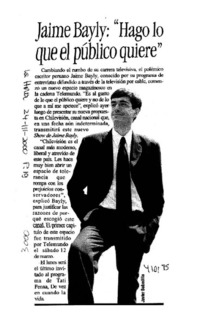 Jaime Bayly, "Hago lo que el público quiere"