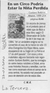 En un circo podría estar la niña perdida  [artículo] C. M. R.
