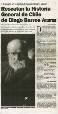 Rescatan la Historia General de Chile de Diego Barros Arana