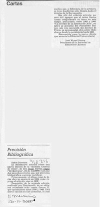 Precisión bibliográfica  [artículo] José Miguel Barros