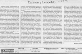 Carmen y Leopoldo  [artículo] Héctor Casanueva