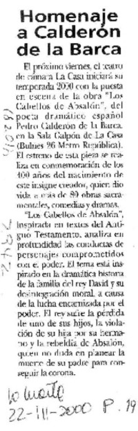 Homenaje a Calderón de la Barca