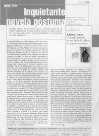 Inquietante novela póstuma  [artículo] Patricia Espinosa