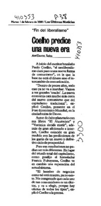 Coelho predice una nueva era  [artículo]