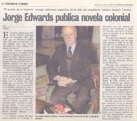 Jorge Edwards publica novela colonial