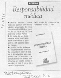 Responsabilidad médica  [artículo]