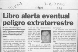 Libro alerta eventual peligro extraterrestre  [artículo] S. U.