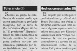 Hechos consumados I  [artículo] Cristián Muirhead