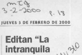 Editan "La vida intranquila"