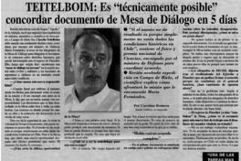 Teitelboim, es "técnicamente posible" concordar documentos de Mesa de Diálogo en 5 días