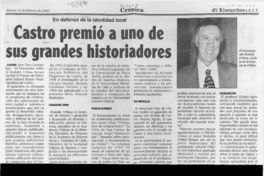 Castro premió a uno de sus grandes historiadores  [artículo] Sara Curumilla