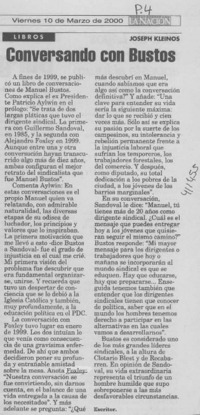 Conversando con Bustos  [artículo] Joseph Kleinos