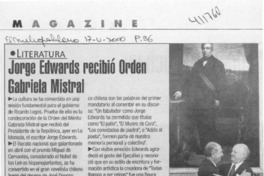 Jorge Edwards recibió Orden Gabriela Mistral  [artículo]