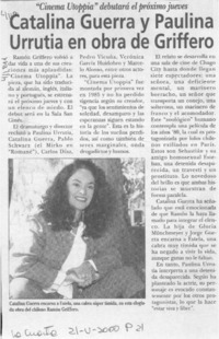 Catalina Guerra y Paulina Urrutia en obra de Griffero