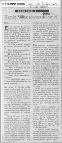 Hernán Millas, apuntes del natural  [artículo] Filebo
