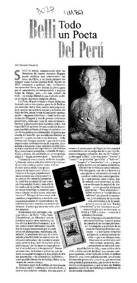 Belli todo un poeta del Perú  [artículo] Ignacio Valente