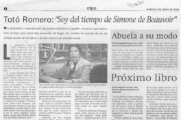 Totó Romero, "Soy del tiempo de Simone de Beauvoir"  [artículo]