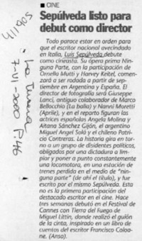 Sepúlveda listo para debut como director