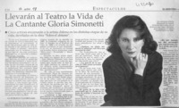 Llevarán al teatro la vida de la cantante Gloria Simonetti  [artículo]