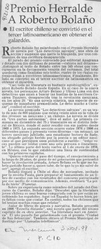 Premio Herralde a Roberto Bolaño  [artículo]