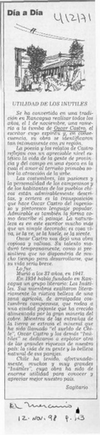 Utilidad de los inútiles  [artículo] Sagitario