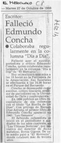 Falleció Edmundo Concha  [artículo]