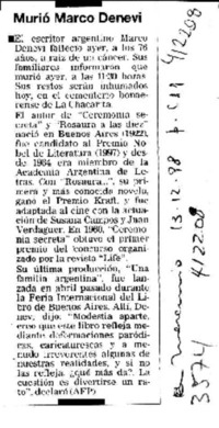 Murió Marco Denevi  [artículo]