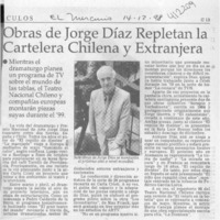 Obras de Jorge Díaz repletan la cartelera chilena y extranjera  [artículo]