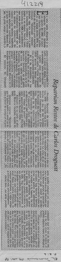 Repatrian restos de Carlos Droguett  [artículo]