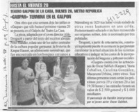 "Gaspar" termina en el galpón  [artículo]